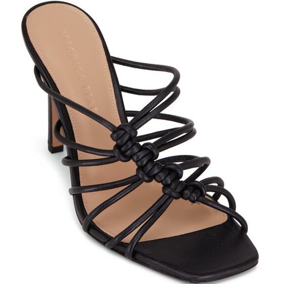 Veronica Beard NWOB Avita Black Leather Knotted Strap Sandal Size 6.5 Stiletto - Picture 1 of 11